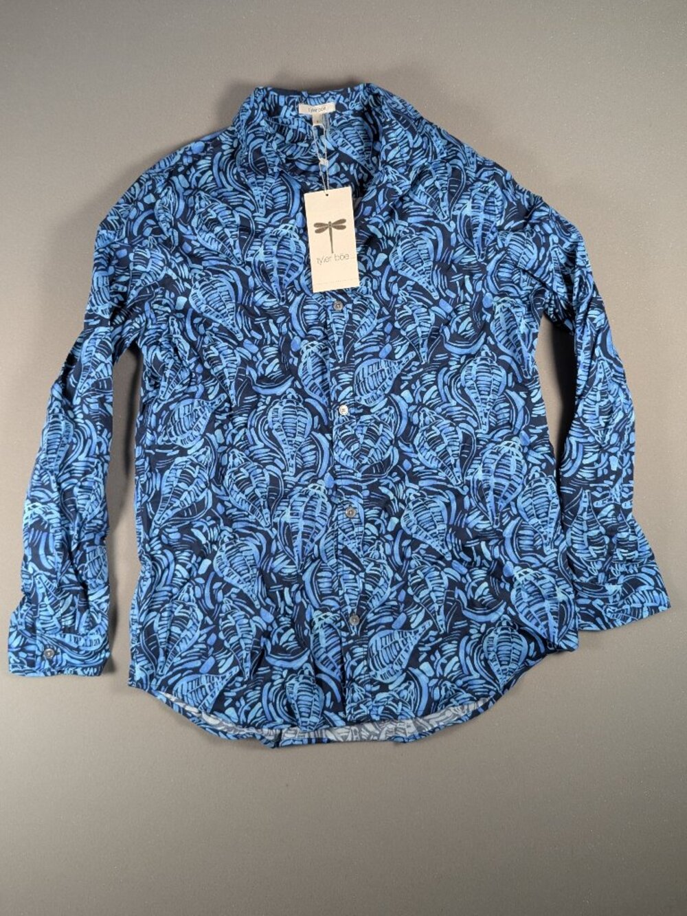 NWT Men's Designer Brand Tyler Boe LS Blue Floral Button Down Shirt